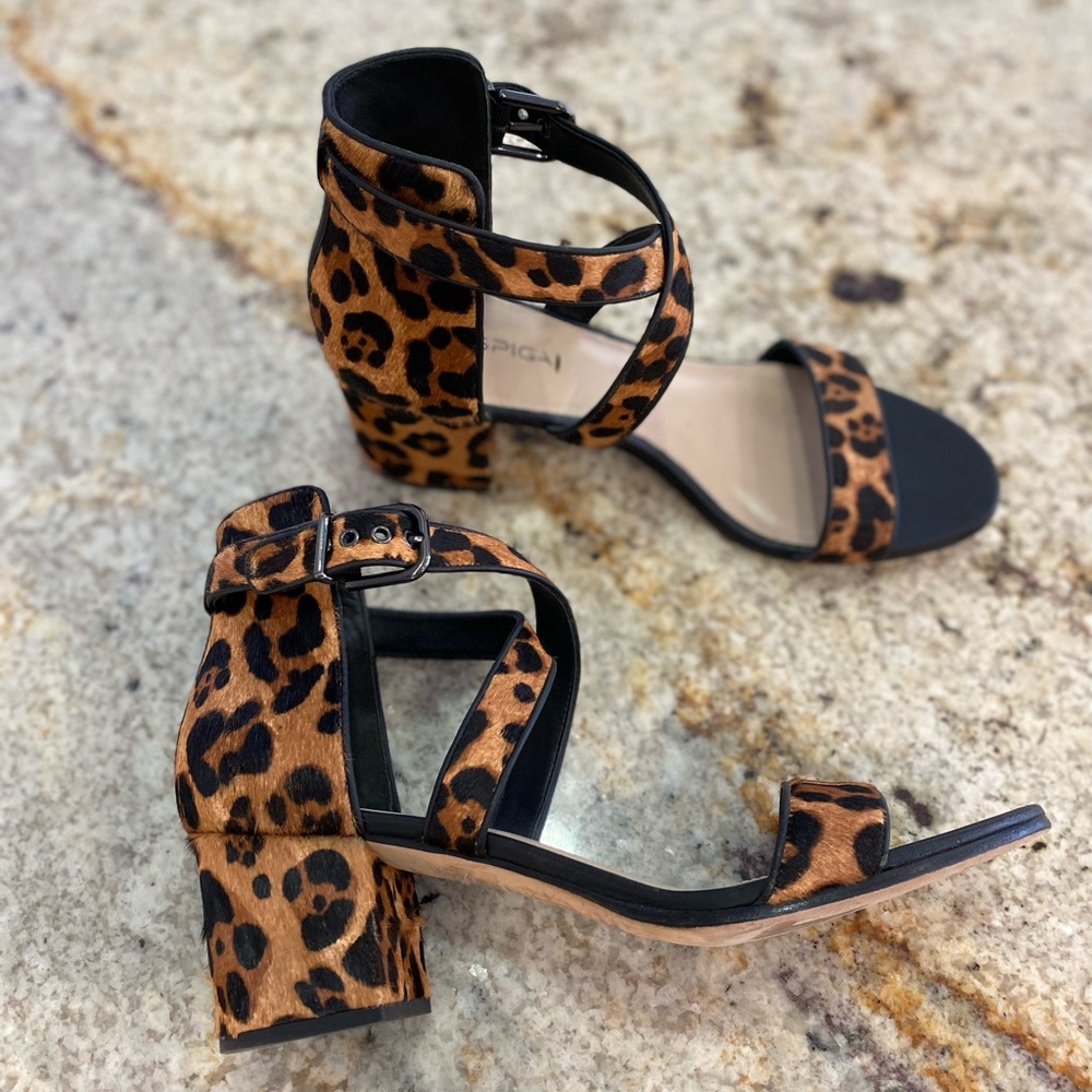 Via Spiga Calf Hair Leopard Heels sz 41